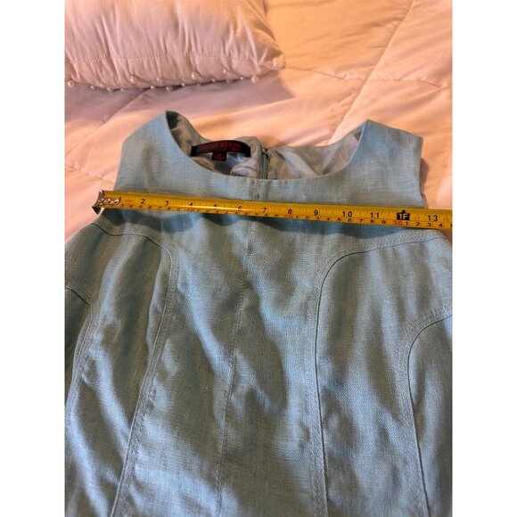 Anne Klein Womens Aqua Blue Sleeveless Linen lined Sheath Dress Size 12  read - Picture 2 of 16